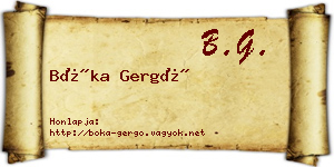 Bóka Gergő névjegykártya